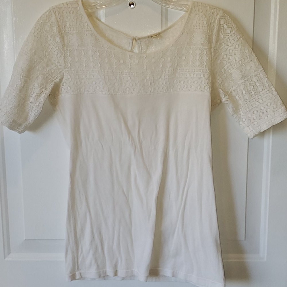 J.Crew Open Lattice Keyhole Back Shirt Top